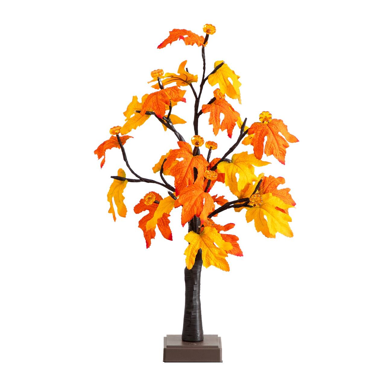2ft. Pre-Lit Autumn Maple Artificial Fall Tree with 24 Warm White LED & Pumpkin Shaped Lights with Detachable Base